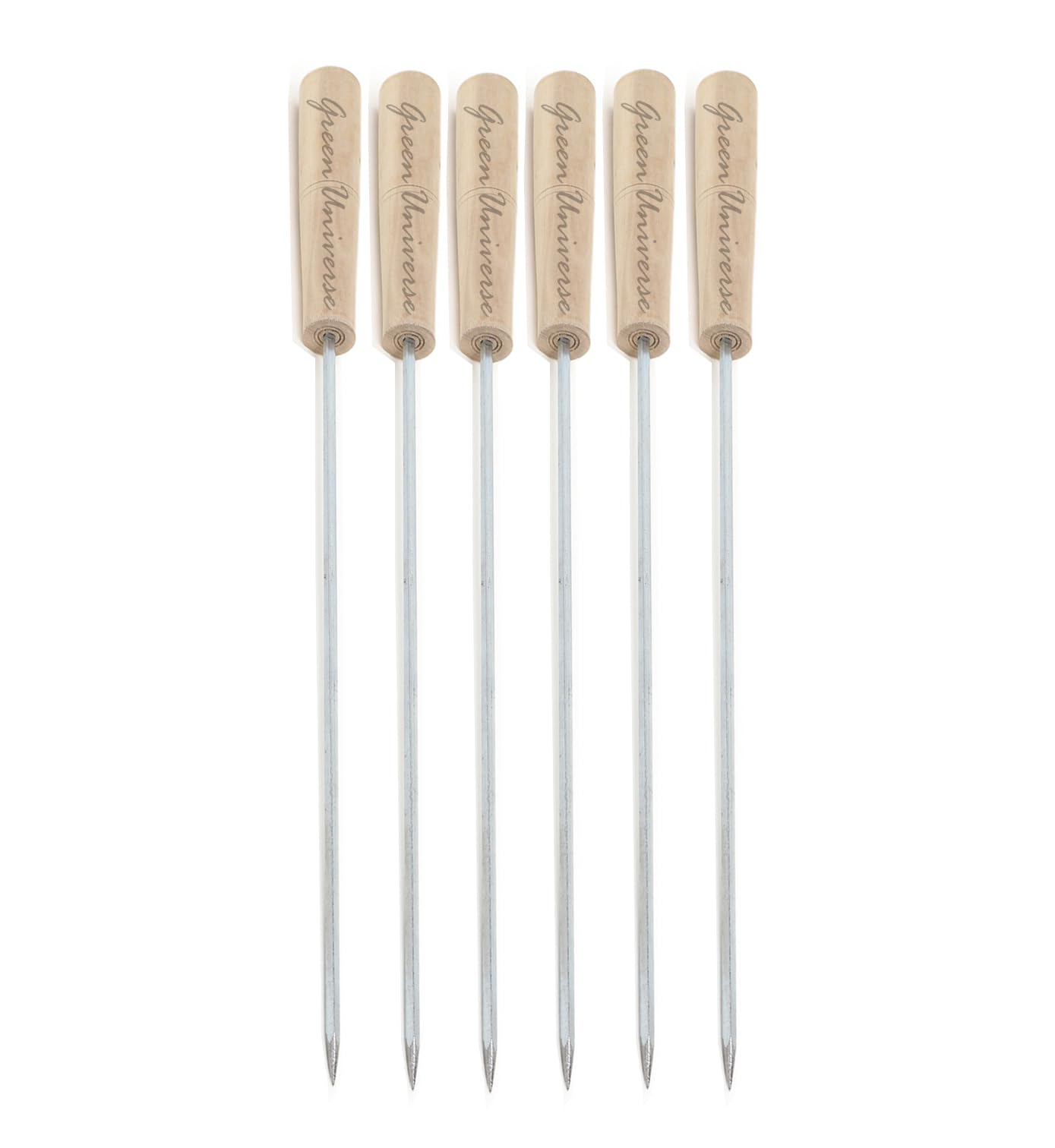 GreenUniverse Steel Grill for Chiken Long Steel Rods with Wooden